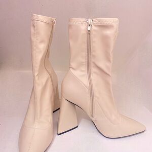 Elegant Cream Ankle Boots